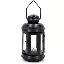 ŚWIECZNIK NA TEA LIGHT LATARENKA 20CM CZARNA