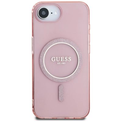 3. Etui Guess IML Glitter Circle MagSafe na iPhone 16e - różowe