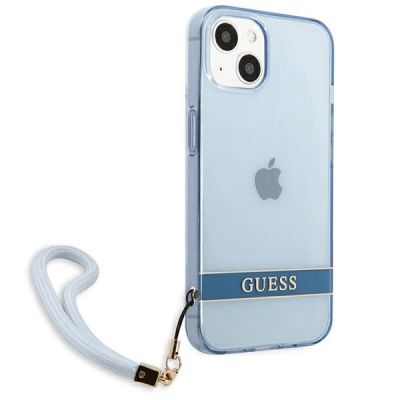 4. Etui Guess Translucent Strap na iPhone 13 - niebieskie
