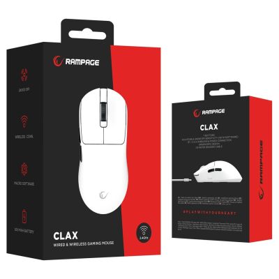 6. RAMPAGE MYSZ CLAX BIAŁA  24 000 DPI
