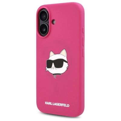 2. Etui Karl Lagerfeld Silicone Choupette Head Print MagSafe na iPhone 16 - fuksja