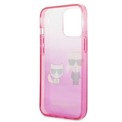 7. Etui Karl Lagerfeld Gradient Ikonik Karl&Choupette na iPhone 13 Pro / iPhone 13 - różowe