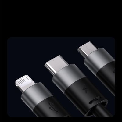 15. Kabel 3w1 USB - micro USB / Lightning / USB C 3.5A 1.2m Baseus StarSpeed - czarny