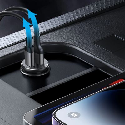 8. Mini ładowarka samochodowa Joyroom JR-CCN05 30W USB-A USB-C - czarna
