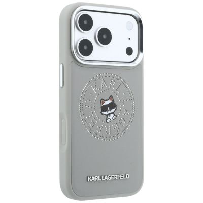 4. Etui Karl Lagerfeld Point & Choupette Sketch MagSafe na iPhone 18 Pro / 17 Pro - szare