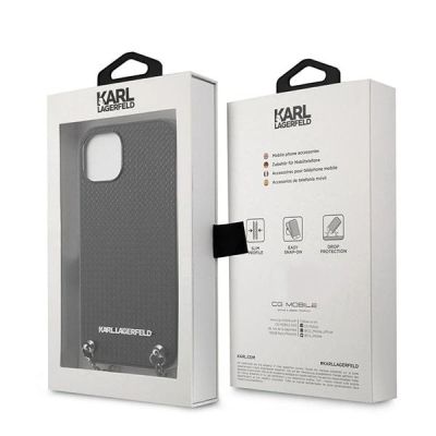 8. Etui Karl Lagerfeld Leather Textured and Chain na iPhone 13 mini - czarne