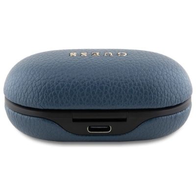 5. Słuchawki Bluetooth Guess Grained Classic Logo TWS + stacja dokująca - niebieske
