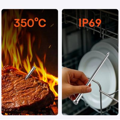 2. Termometr kuchenny Meatmeet S Pro z aplikacją Bluetooth do grilla piekarnika wędzarni - szary