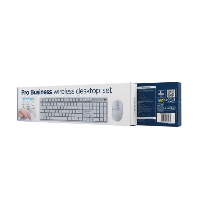 5. GEMBIRD BEZPRZEWODOWY ZESTAW KLAWIATURY + MYSZ SILENT KEY PRO BUSINESS, BIAŁY, UKŁAD RU
