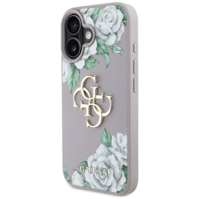 2. Etui Guess Grained Roses Big 4G logo na iPhone 16 - fioletowe