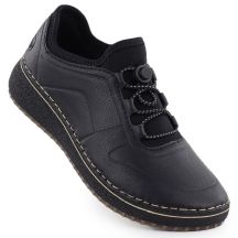 Skórzane półbuty damskie na podwyższeniu czarne Rieker 50960-00