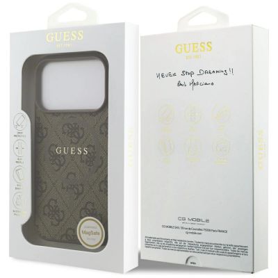 8. Etui Guess 4G Ring Classic Logo MagSafe na iPhone 17 Pro - brązowe