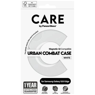 4. Etui CARE by PanzerGlass Flagship Urban Combat White QI na Samsung Galaxy S25 Edge - przezroczyste