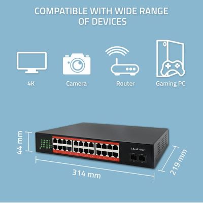3. Qoltec Przełącznik sieciowy SWITCH Gigabit Ethernet | 24x RJ45 | 2x SFP | 1000 Mb/s