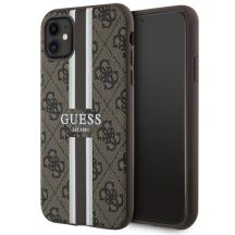 Etui Guess 4G Printed Stripes MagSafe na iPhone 11 / Xr - brązowe
