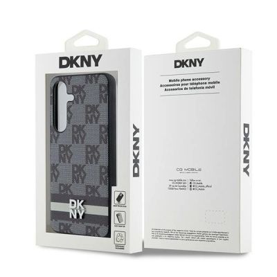 8. Etui DKNY Leather Checkered Mono Pattern & Printed Stripes na Samsung Galaxy S24 - czarne