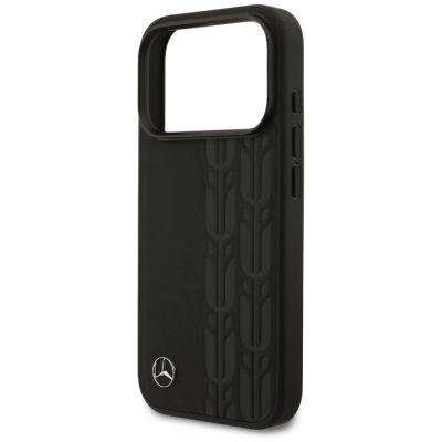 6. Etui Mercedes Leather Laurel Leaves MagSafe na iPhone 17 Pro - czarne