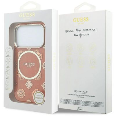 8. Etui Guess IML Peony Dot MagSafe na iPhone 17 Pro - pomarańczowe