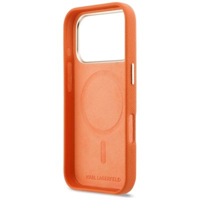 7. Etui Karl Lagerfeld Karl Head Logo MagSafe na iPhone 17 Pro - pomarańczowe