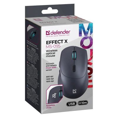 6. DEFENDER MYSZ EFFECT X MS-095 RF CZARNA 1600dpi 6P