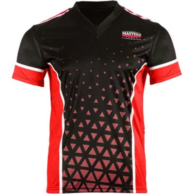 Koszulka V-neck do point-fightingu MASTERS "COMBAT JUNIOR" czarno-czerwona (WAKO APPROVED)