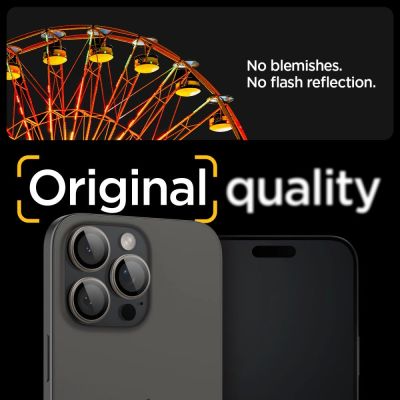 9. Osłona aparatu Spigen Optik.tR EZ Fit Camera Protector na iPhone 14 Pro / Pro Max / 15 Pro / Pro Max - tytan naturalny 2 szt.