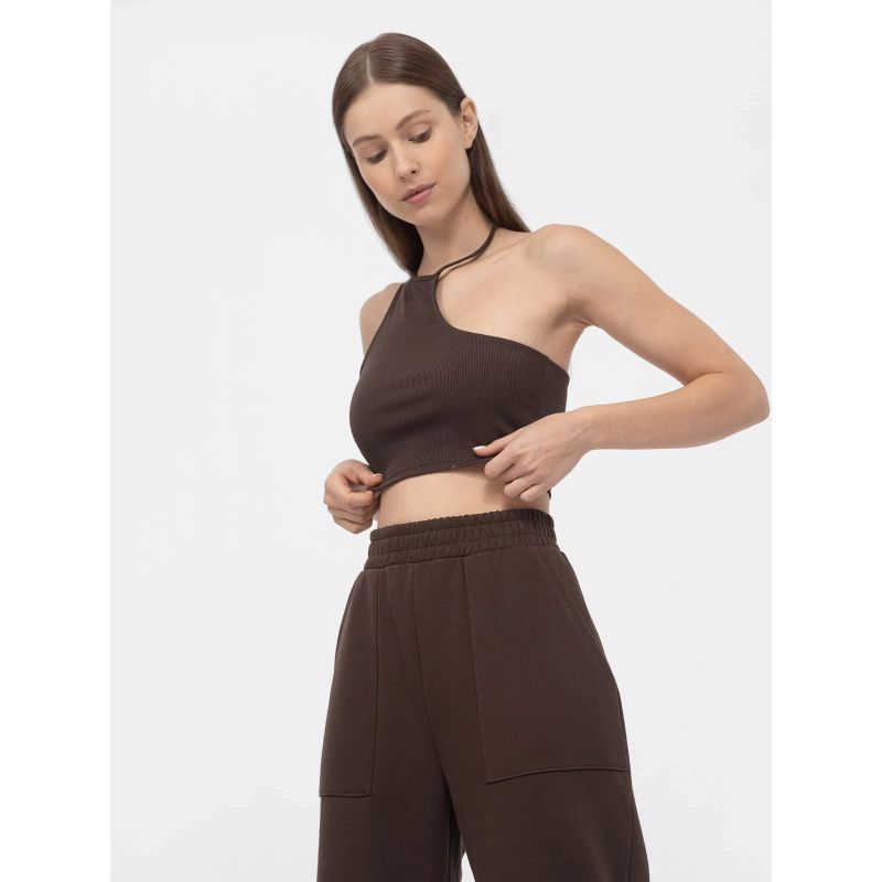 Crop top asymetryczny na jedno ramię damski 4F