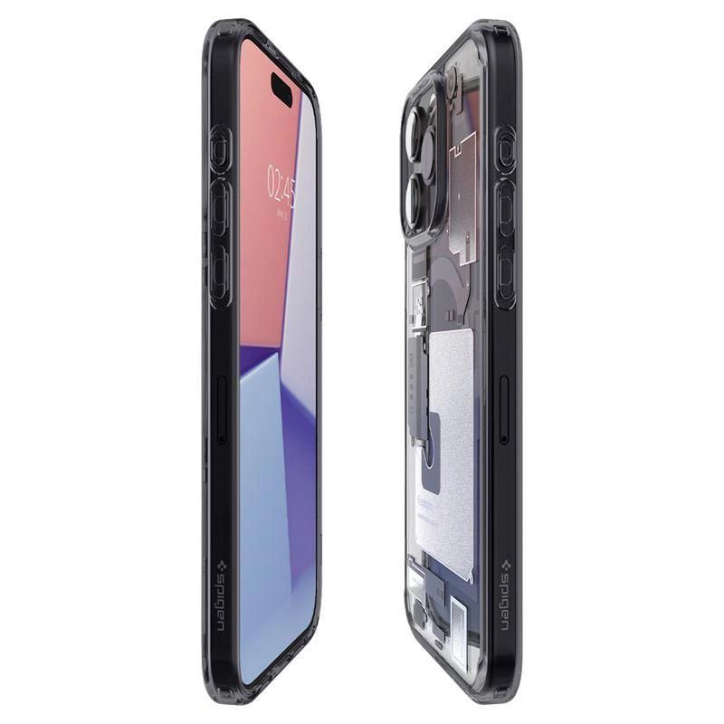 14. Etui Spigen Ultra Hybrid Mag z MagSafe na iPhone 15 Pro - ciemnoszare (wzór Zero One)