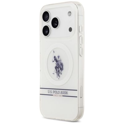 2. Etui US Polo DH and Bottom Stripe Logo MagSafe na iPhone 17 Pro - białe