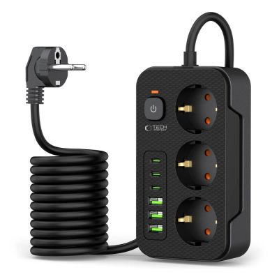 2. Listwa zasilająca Tech-Protect PC3X6 3 gniazda 240V + 3xUSB-A + 3xUSB-C 200cm - czarna