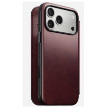 NOMAD Modern Leather Folio - skórzane etui do iPhone 17 Pro Max kompatybilne z MagSafe, skóra Horween (burgundy)