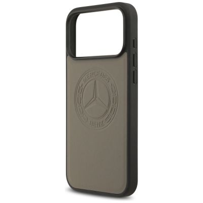 6. Etui Mercedes Leather Vintage Logo MagSafe na iPhone 17 Pro Max - beżowe