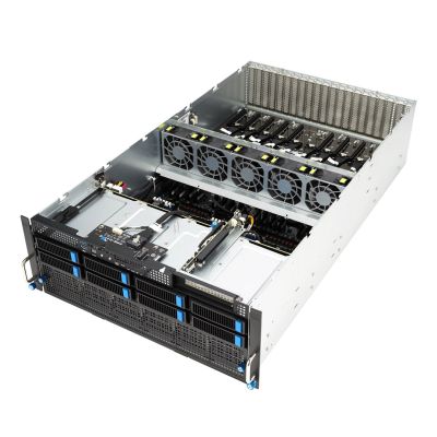 4. Platforma Asus Rack (4U) ESC8000A-E12 AMD Epyc 9004 (8x NVMe/SATA HS, 1xM.2, 2x10Gbe, IPMI, 2+2 3000W)