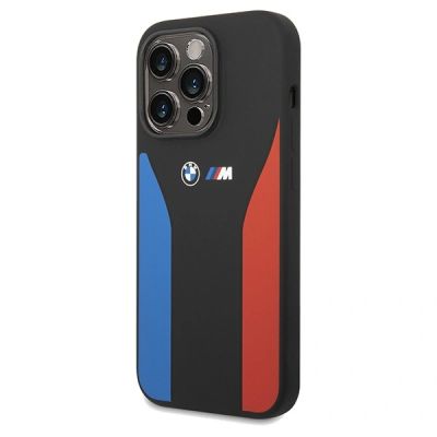 2. Etui BMW Silicone Blue&Red Stripes M Collection na iPhone 15 Pro Max - czarne