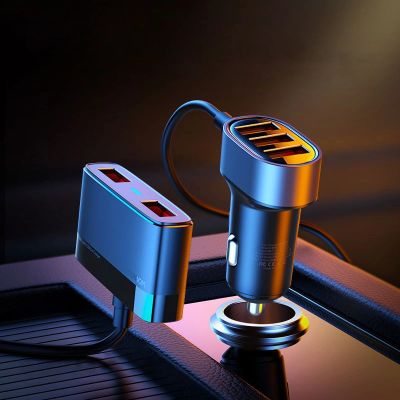 10. Joyroom szybka ładowarka samochodowa 5x USB 6,2 A z przedłużaczem czarny (JR-CL03)