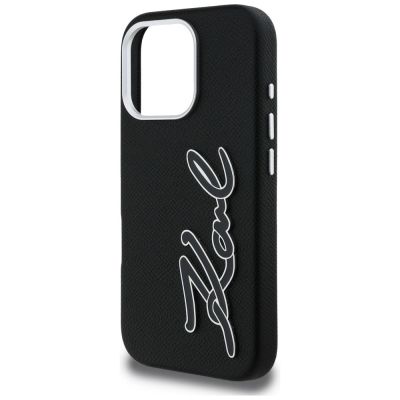 6. Etui Karl Lagerfeld FW Grained Signature Logo na iPhone 16 Pro Max - czarne