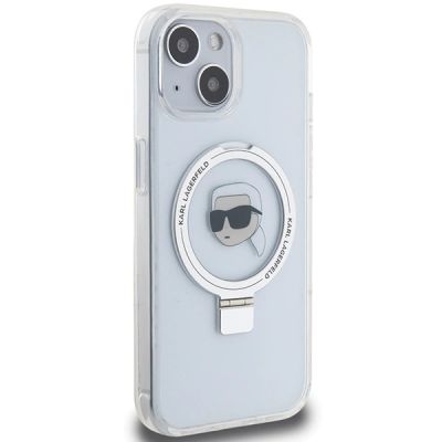 4. Etui Karl Lagerfeld Ring Stand Karl Head MagSafe do iPhone 15 - białe