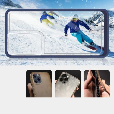 3. Clear 3in1 etui do Samsung Galaxy S22 Ultra żelowy pokrowiec z ramką niebieski