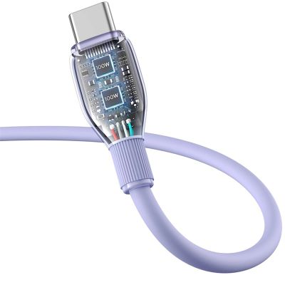 4. Kabel Baseus Pudding 100W USB-A - USB-C 2m - fioletowy