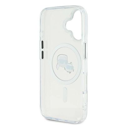 7. Etui Karl Lagerfeld IML Metal Karl&Choupette Head MagSafe na iPhone 16 - białe