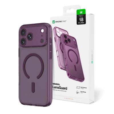 Etui AMAZINGTHING Minimal Mag Lens Case na iPhone 18 Pro Max z osłoną aparatu i mocowaniem na smycz kompatybilne z MagSafe - fioletowe