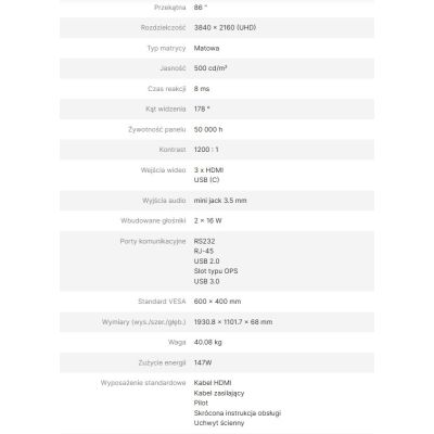7. AVTEK MONITOR INFORMACYJNY DS2 86"