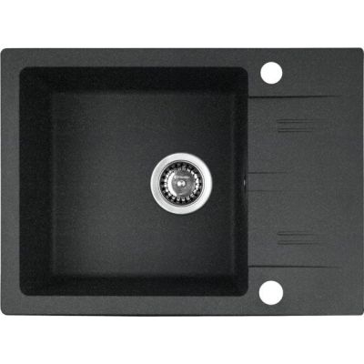 Zlewozmywak PYRAMIS LEFKADA (59x44) 1B 1D czarny + Bateria Lungo volcano Black Edition - 070261111LBE