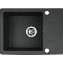Zlewozmywak PYRAMIS LEFKADA (59x44) 1B 1D czarny + Bateria Lungo volcano Black Edition - 070261111LBE