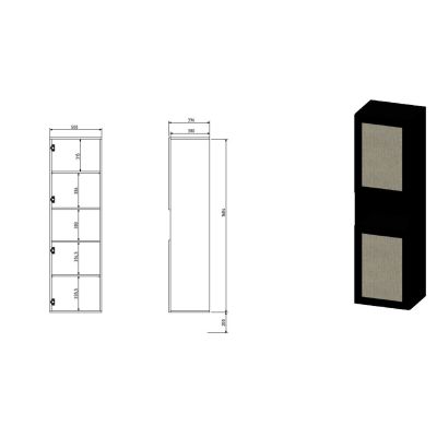 2. Witryna JUTA 50x39,5x190 czarny + linol calabria