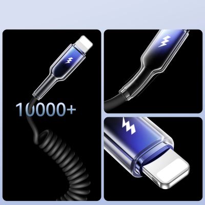 7. Kabel spiralny Joyroom S-A43 Crystal-Clear Series 3A USB-A - Lightning 1,5m - czarny