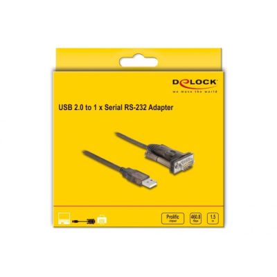 5. DeLOCK Adapter USB 2.0 Typu-A na 1 x szeregowy RS-232 D-Sub 9-pinowy męski ze śrubami, 1,5 m
