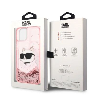 8. Etui Karl Lagerfeld Glitter Choupette Head na iPhone 14 Plus - różowe
