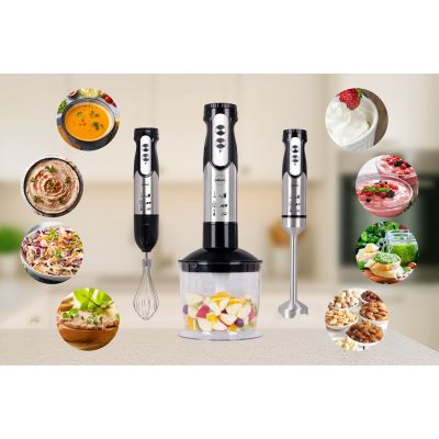 14. ELDOM BLENDER WIELOFUNKCYJNY BL250 VEXI 800W CZARNO-SREBRNY METALOWA KOŃCÓWKA DO ROZDRABNIANIA, POJEMNIK Z NOŻEM SIEKAJĄCYM O