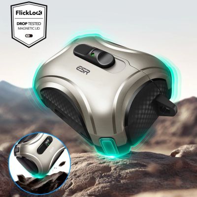 5. Etui ESR Cyber FlickLock MagSafe na AirPods Pro 3 - srebrne